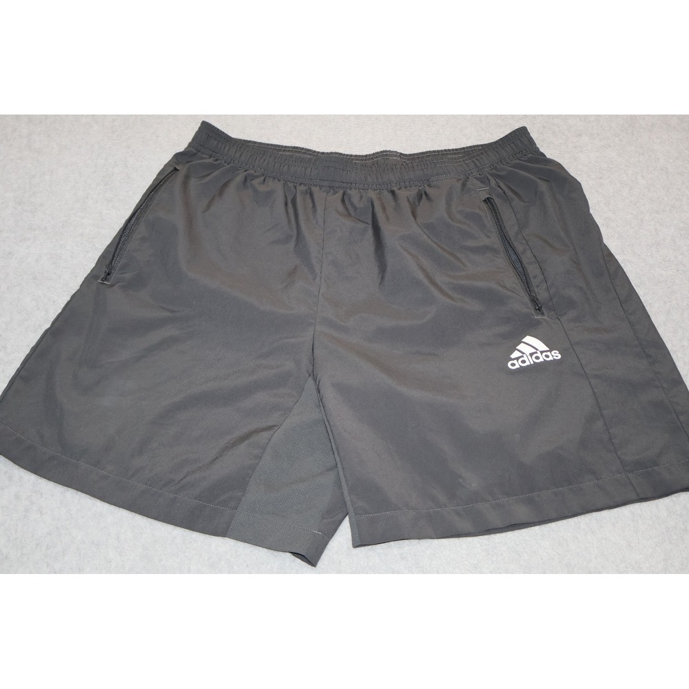 Adidas Aeroready Primegreen Mens Large Gray 8" Inseam Shorts Zipper Pockets